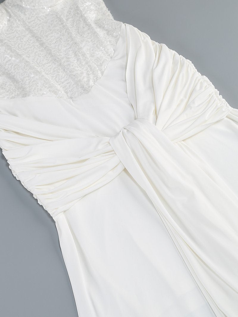 Strapless Sequin Gown with Draped Skirt H7106