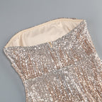 Strapless Sequin Gown with High Slit H6648