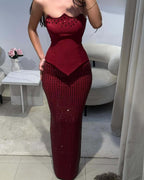 Strapless Sequin Mesh Mermaid Dress H7065