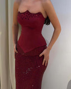 Strapless Sequin Mesh Mermaid Dress H7065