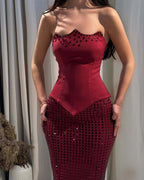 Strapless Sequin Mesh Mermaid Dress H7065