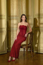 Strapless Sequin Mesh Mermaid Dress H7065