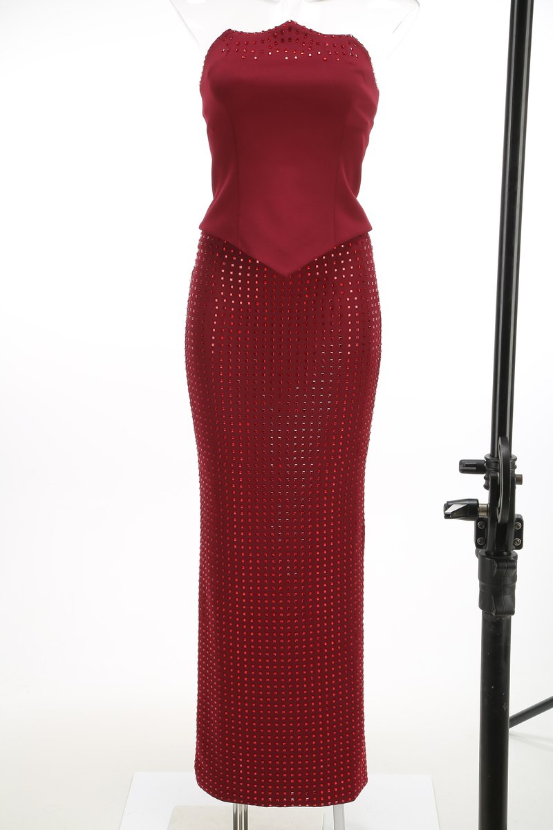 Strapless Sequin Mesh Mermaid Dress H7065