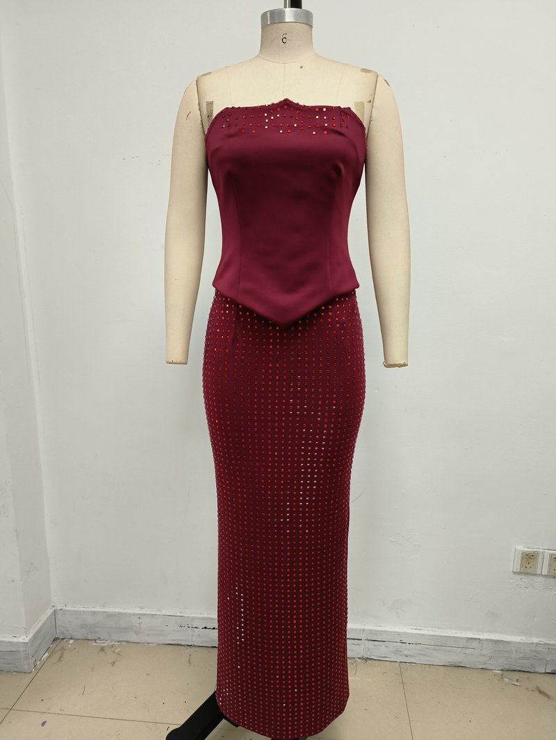 Strapless Sequin Mesh Mermaid Dress H7065