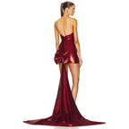 Strapless Sequin Mini Dress with Train H5974