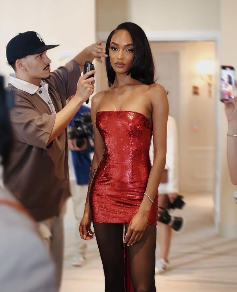 Strapless Sequin Mini Dress with Train H5974