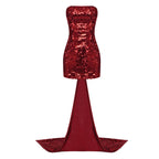 Strapless Sequin Mini Dress with Train H5974