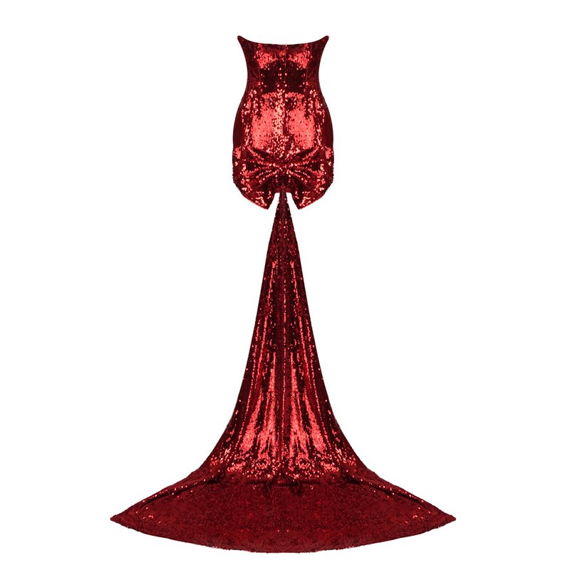Strapless Sequin Mini Dress with Train H5974