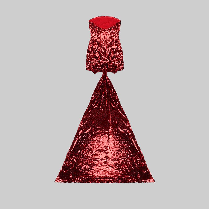 Strapless Sequin Mini Dress with Train H5974