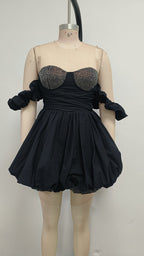 Strapless Sequin Puff Sleeve Mini Dress H6709