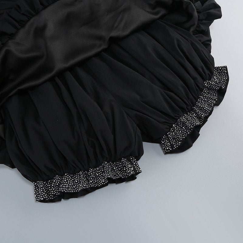 Strapless Sequin Puff Sleeve Mini Dress H6709