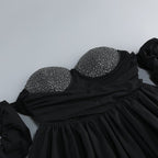 Strapless Sequin Puff Sleeve Mini Dress H6709