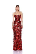 Strapless Sequin Red Mermaid Gown H6623