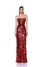 Strapless Sequin Red Mermaid Gown H6623