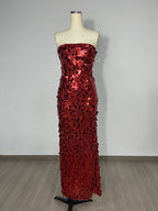 Strapless Sequin Red Mermaid Gown H6623