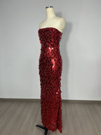 Strapless Sequin Red Mermaid Gown H6623