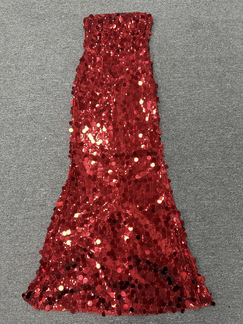 Strapless Sequin Red Mermaid Gown H6623