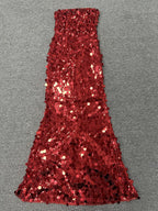 Strapless Sequin Red Mermaid Gown H6623
