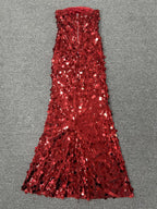 Strapless Sequin Red Mermaid Gown H6623