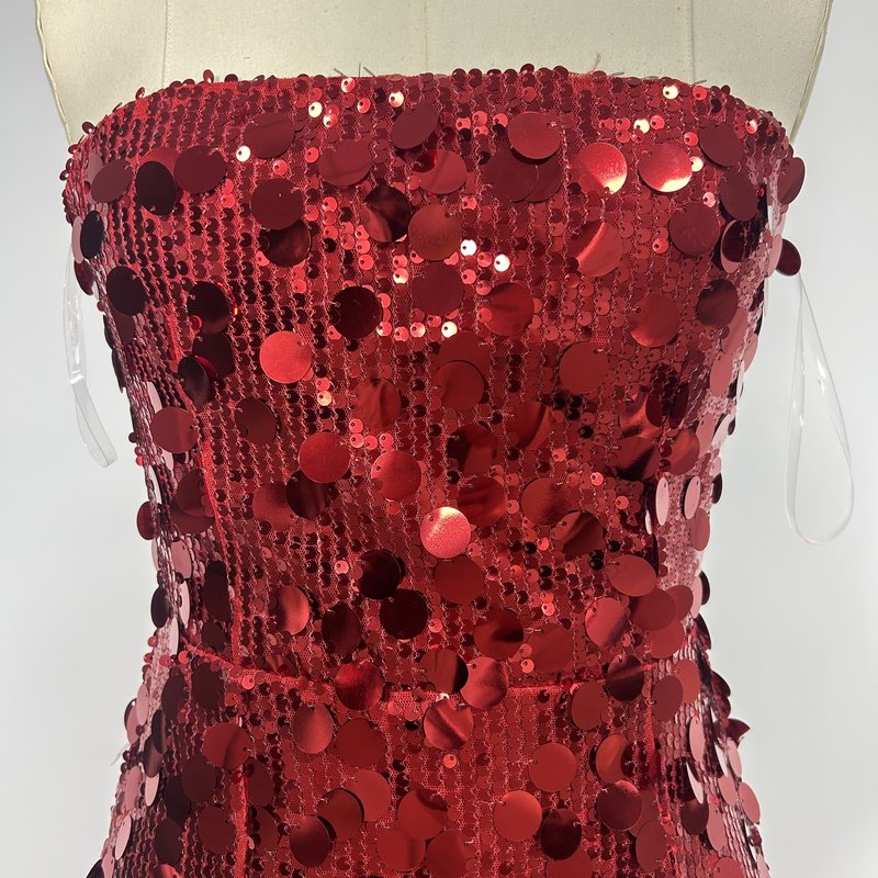 Strapless Sequin Red Mermaid Gown H6623