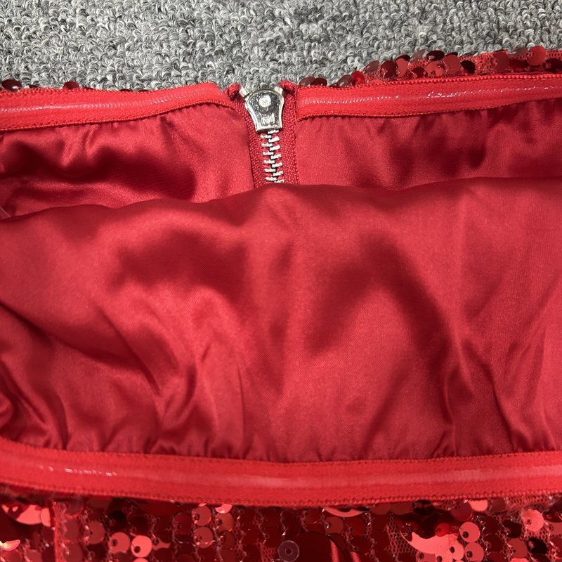 Strapless Sequin Red Mermaid Gown H6623