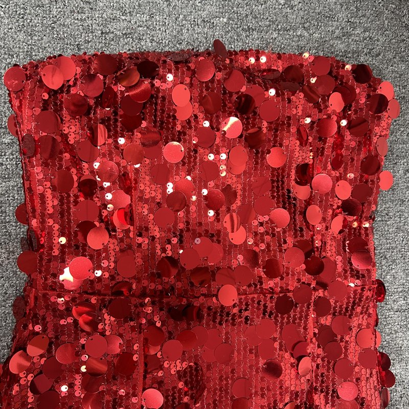Strapless Sequin Red Mermaid Gown H6623