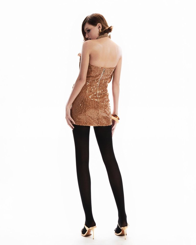 Strapless Sequin Rose Mini Dress H6748
