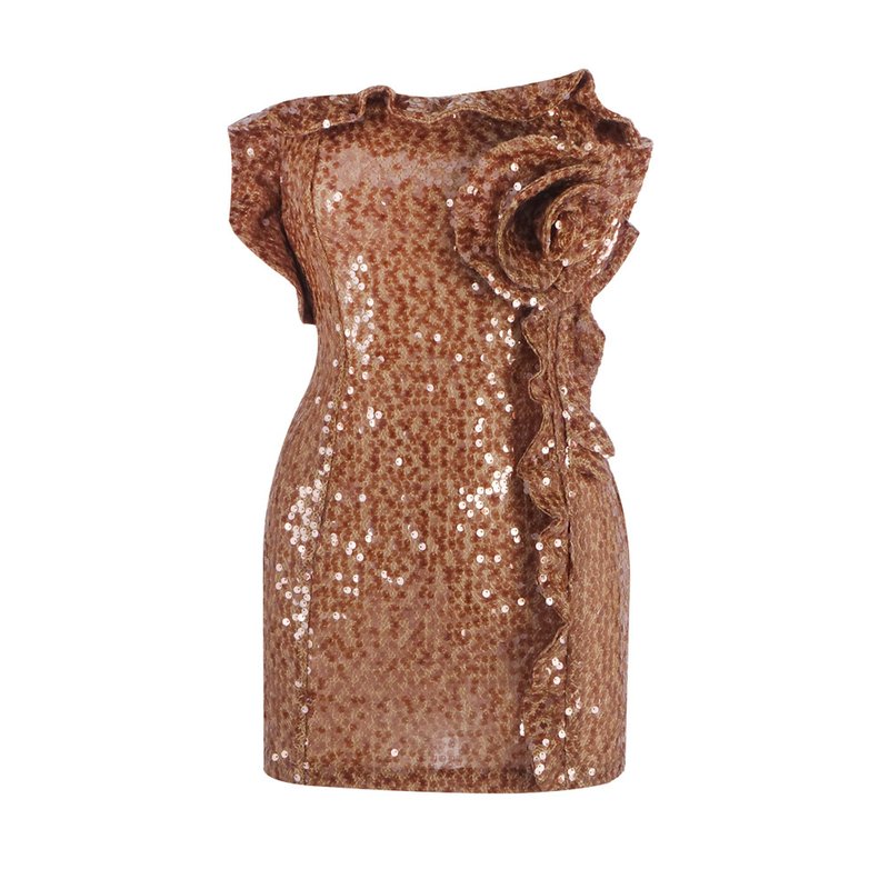 Strapless Sequin Rose Mini Dress H6748