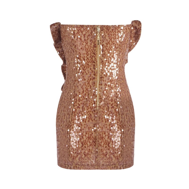 Strapless Sequin Rose Mini Dress H6748