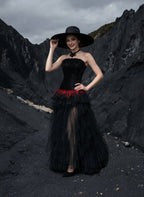 Strapless Sequin Ruffle Maxi Dress H7113