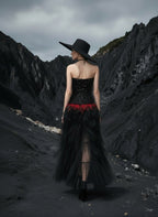 Strapless Sequin Ruffle Maxi Dress H7113