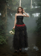 Strapless Sequin Ruffle Maxi Dress H7113