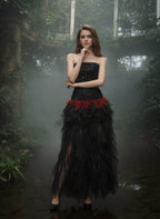 Strapless Sequin Ruffle Maxi Dress H7113