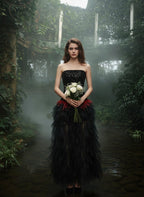 Strapless Sequin Ruffle Maxi Dress H7113