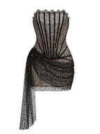 Strapless Sequin Sheer Mini Dress H6186