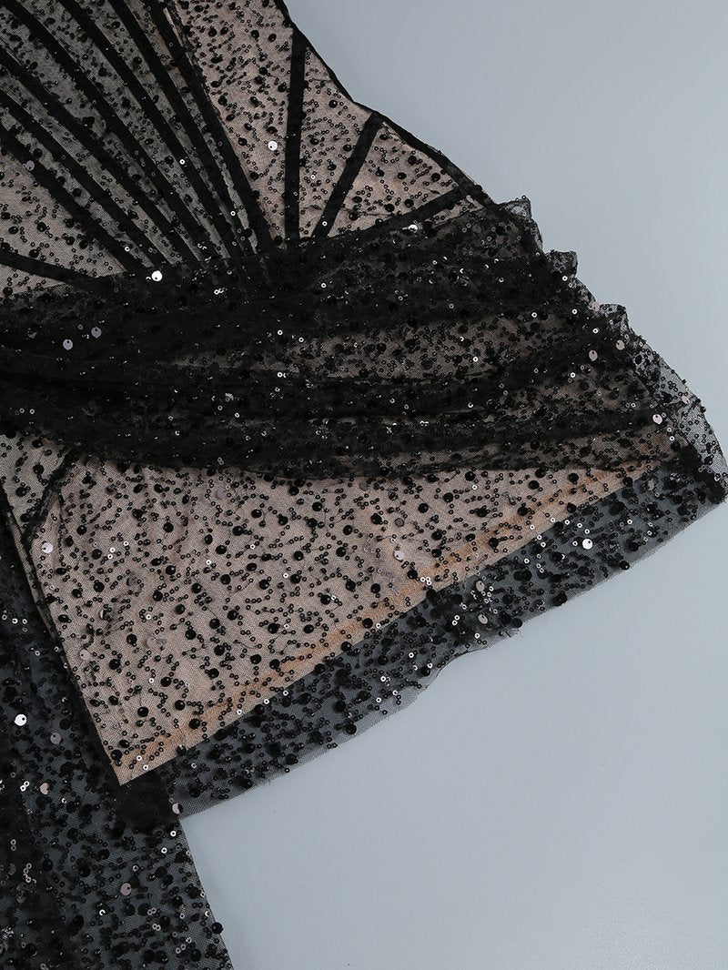 Strapless Sequin Sheer Mini Dress H6186