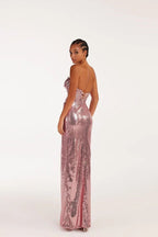 Strapless Sequin Wrap Maxi Dress H6058