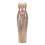 Strapless Sequin Wrap Maxi Dress H6058