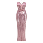 Strapless Sequin Wrap Maxi Dress H6058