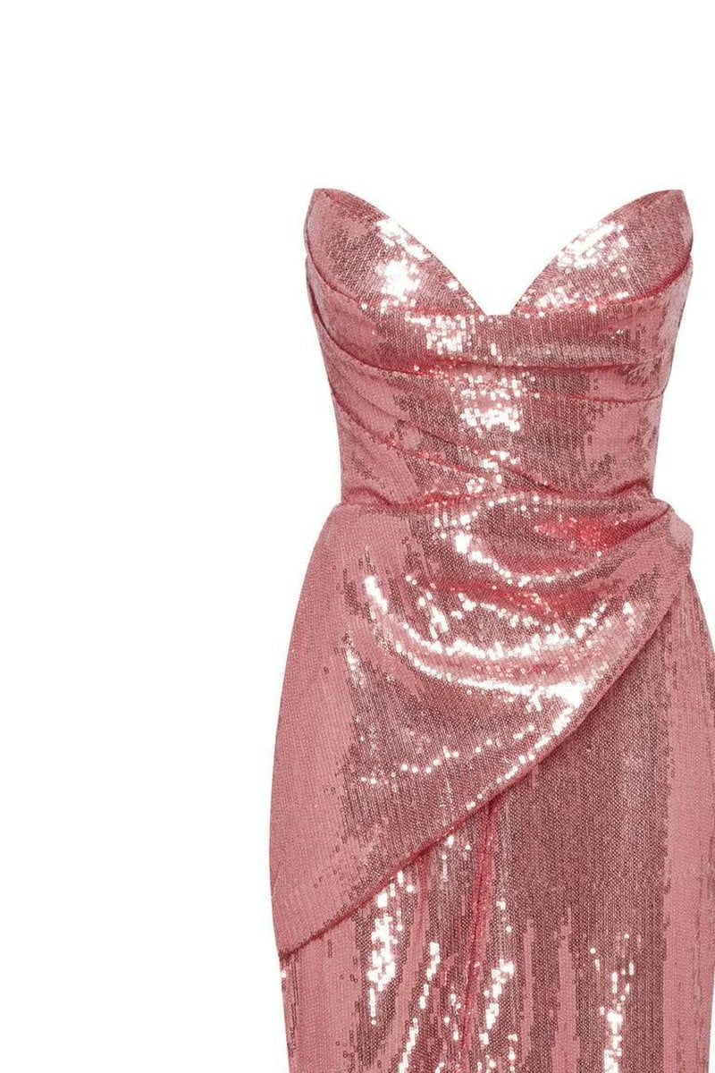 Strapless Sequin Wrap Maxi Dress H6058