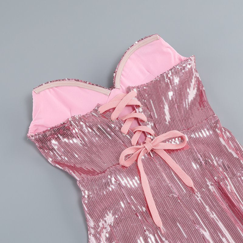 Strapless Sequin Wrap Maxi Dress H6058