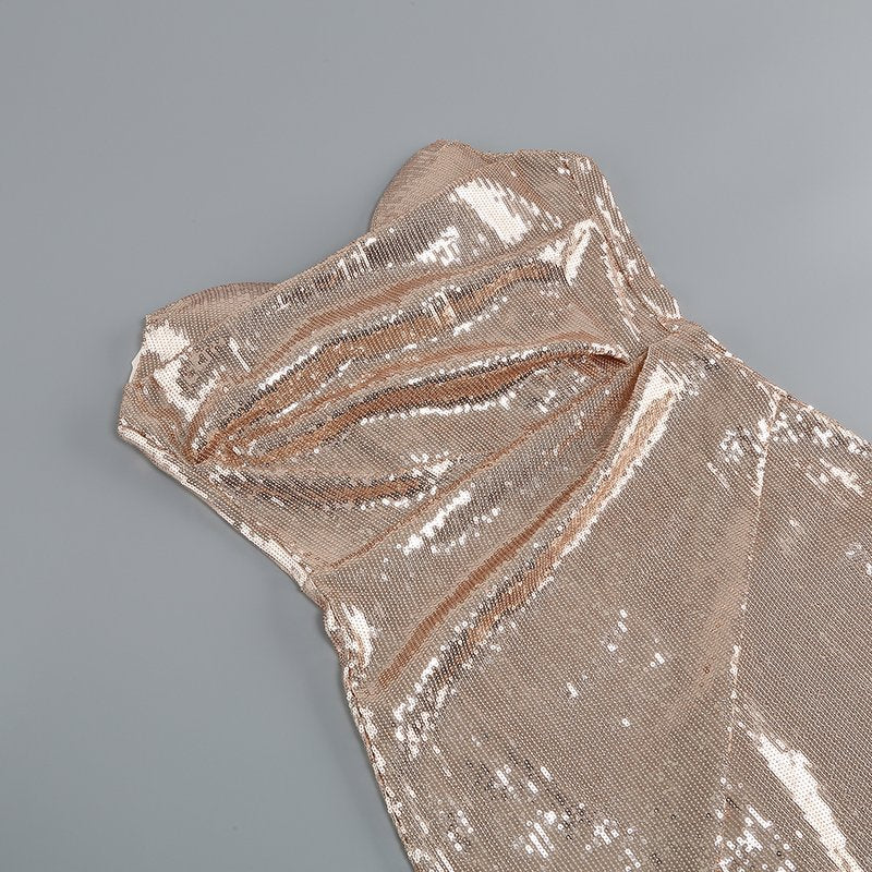 Strapless Sequin Wrap Maxi Dress H6058