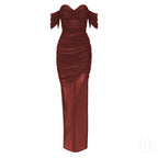 Strapless Sheer Ruched Maxi Dress H4868