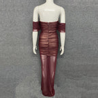 Strapless Sheer Ruched Maxi Dress H4868