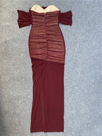 Strapless Sheer Ruched Maxi Dress H4868
