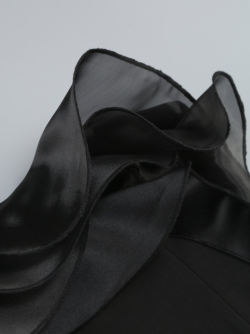 Strapless Sheer Ruffle Maxi Dress H6553
