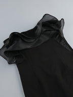 Strapless Sheer Ruffle Maxi Dress H6553