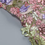 Strapless Sleeveless 3D Flower Embroidery Mesh Party Dress D26023