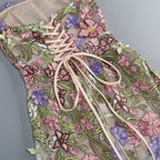Strapless Sleeveless 3D Flower Embroidery Mesh Party Dress D26023