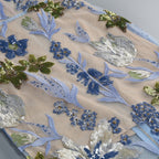 Strapless Sleeveless Colorful Floral Embroidery Mesh Gown D2608